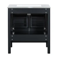 30" Bathroom Vanity with Single Undermount Sink, Cabinet with Soft-Close Doors and Versatile Storage, 30" L x 18.5" W x 34" H, Black+White(m-14)