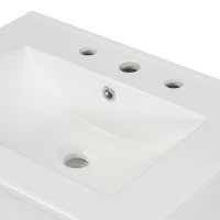 Modern Bathroom Vanity with 4 Doors, 2 Drawers and Adjustable Shelf, Freestanding Cabinet with Ceramic Sink, 48.5'' L x 18.5'' W x 34'' H, White(m-12)