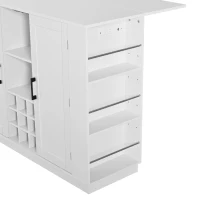 Counter-Height Kitchen Island with Built-In Power Outlet, Versatile Center Island with Wine Stemware Holder, 47" L x 15.5" W x 34.5" H, White(m-9)