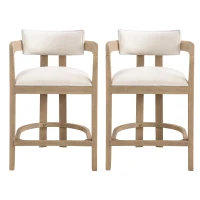 Counter-Height Bar Stools with Curved Solid Wood Backrest, Modern Counter Stools with Rubberwood Frame, 22.5'' L x 24'' W x 36'' H, Beige+Natural Ash(m-2)