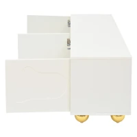 Cloud-Shaped TV Cabinet with 2 Cabinets (4 Doors) and 5 Support Legs, Spacious TV Stand with Ample Storage, 65" L x 15.5" W x 17.5" H, White(m-11)