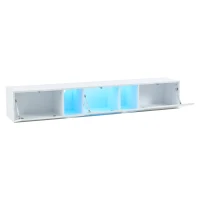 Wall-Mounted TV Stand with App-Controlled LED, Space-Saving TV Cabinet with Translucent Acrylic Panel, 65" L x 13.5" W x 12" H, White(m-12)