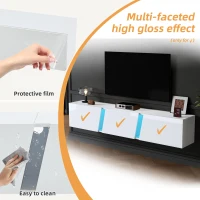 Wall-Mounted TV Stand with App-Controlled LED, Space-Saving TV Cabinet with Translucent Acrylic Panel, 65" L x 13.5" W x 12" H, White(m-4)