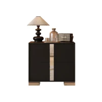 Elegant Black Nightstand with 2 Smooth-Glide Drawers, Durable Beside Table for Bedroom & Compact Apartments, 23.5'' L x 15.5'' W x 21.5'' H, Black(m-2)