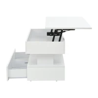 Sleek Lift-Top Coffee Table with LED Ambient Lighting, Modern Center Table with Height-Adjustable, 39.5" L x 19.5" W x 18" H, White(m-13)