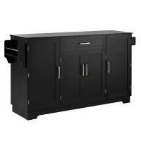 Practical Buffet Cabinet with 4 Doors and 1 Drawer, Spacious Sideboard with Adjustable Shelves, 54.5" L x 15.5" W x 33" H, Black(m-14)