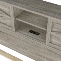 3-Piece Full Size Bedroom Set with Storage Headboard, Farmhouse Platform Bed Set with Charging Station, 83.5" L X 56.5" W X 40.5'' H, Antique Gray(m-11)