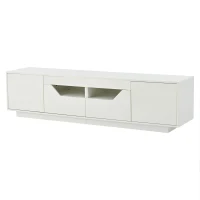 Stylish TV Stand with High-Gloss Push-to-Open Doors, Spacious TV Cabinet with App-Controlled LED Strip, 65" L x 15.5" W x 17.5" H, White(m-14)