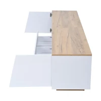 Stylish TV Cabinet with App-Controlled LED Lighting and High-Gloss Front, Freestanding TV Stand with 2 Drawers, 65" L x 15.5" W x 17.5" H, White(m-15)