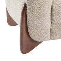 Bouclé Sherpa Sofa with Removable Seat Cushions and Spring Support, Upholstered Lounge Sofa with Wood Legs, 82.5'' L x 32'' W x 27'' H, Almond(m-6)