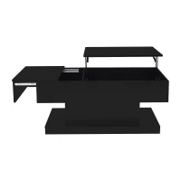 Lift-Top Coffee Table with Sliding Extendable Desktop, Space-Saving Center Table with Height-Adjustable Lift, 39.5" L x 19.5" W x 17.5" H, Black(m-2)
