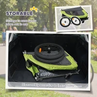 Aosom 2 in 1 Dog Bike Trailer, Foldable Pet Stroller, Dog Bicycle Trailer with Suspension, Universal Bicycle Coupler, Green(m-6)
