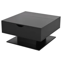 Hydraulic Lift Coffee Table with App-Controlled LED Lighting, Versatile Center Table with Hidden Storage, 29.5" L x 31.5" W x 21" H, Black(m-13)