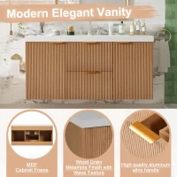 Single Sink Wall-Mounted Bathroom Vanity with SMC Top, Stylish Bathroom Cabinet with U-Shaped Drawers, 47'' L x 19.5'' W x 23.5'' H, Wood(m-9)