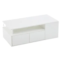 High-Gloss LED Coffee Table with App-Controlled Colour Light Strip, Functional Center Table with Open Storage, 39.5" L x 19.5" W x 13.5" H, White(m-14)