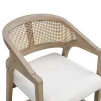 Set of 2 Wooden Counter Stools with Woven Rattan Back, Kitchen Island Stools for Contemporary Kitchens, 22'' L x 24.5'' W x 38'' H, Beige+Natural Ash(m-5)
