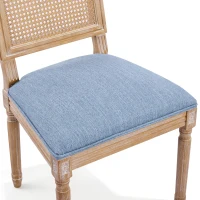 Set of 2 Dining Chairs with Eco-Friendly Rubberwood Frame, Upholstered Dining Seating with Slender Fluted Legs, 20'' L x 22'' W x 39.5'' H, Blue(m-8)