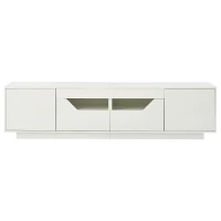 Stylish TV Stand with High-Gloss Push-to-Open Doors, Spacious TV Cabinet with App-Controlled LED Strip, 65" L x 15.5" W x 17.5" H, White(m-2)