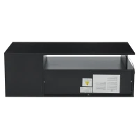 High-Gloss LED Coffee Table with App-Controlled Colour Light Strip, Functional Center Table with Open Storage, 39.5" L x 19.5" W x 13.5" H, Black(m-11)