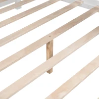 Full Size House Bed with Playful Pitched-Roof and Back Shelf, Wooden House Bed Frame with Sturdy Pine, 78'' L x 58'' W x 72'' H, White(m-9)