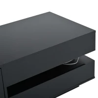 Height-Adjustable Coffee Table with App-Controlled RGB LED Lighting, Modern Center Table with Hidden Storage, 37.5" L x 19.5" W x 15.5" H, Black(m-12)