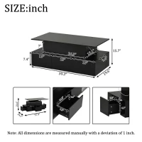 Sleek Lift-Top Coffee Table with Hydraulic Lift and App-Controlled LED Lighting, Versatile Center Table with Hidden Storage, 39.5" L x 19.5" W x 15.5" H, Black(m-3)