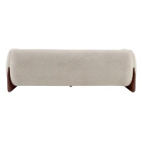 Bouclé Sherpa Sofa with Removable Seat Cushions and Spring Support, Upholstered Lounge Sofa with Wood Legs, 82.5'' L x 32'' W x 27'' H, Almond(m-11)