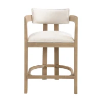 Counter-Height Bar Stools with Curved Solid Wood Backrest, Modern Counter Stools with Rubberwood Frame, 22.5'' L x 24'' W x 36'' H, Beige+Natural Ash(m-11)