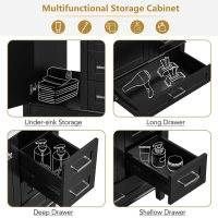 Modern Bathroom Vanity Sink Combo with Solid Wood Frame, Free-Standing Cabinet for Contemporary Bathrooms, 30'' L x 18.5'' W x 34'' H, Black(m-5)