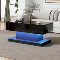 Lift-Top Coffee Table with Sliding Extendable Desktop, Space-Saving Center Table with Height-Adjustable Lift, 39.5" L x 19.5" W x 17.5" H, Black(m-1)
