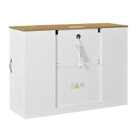 Modern Wine Bar Cabinet with Built-In Power Outlet, Versatile Sideboard with Adjustable Shelves, 47" L x 15.5" W x 34" H, White+Natural(m-14)