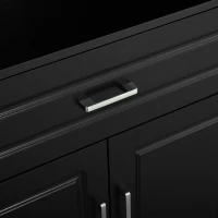 Tall Wine Cabinet with Wine Rack and Stemware Holder, 4-Door Storage Cabinet with Semi-Open Shelf, 52" L x 15.5" W x 74" H, Black(m-9)