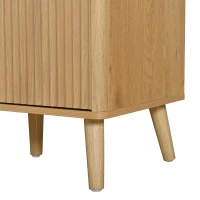 High Bar Cabinet with Smart LED Lighting (App & Music-Sync), Spacious Storage Cabinet with 9-Bottle Wine Rack, 42" L x 12" W x 72" H, Natural(m-13)
