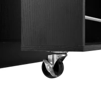 Stylish Mobile Bar Table with Extendable Countertop, Spacious Kitchen Counter with Storage Shelf, 73″ L x 27.5″ W x 41.5″ H, Black+Natural(m-13)