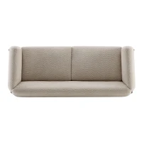 Bouclé Sherpa Sofa with Removable Seat Cushions and Spring Support, Upholstered Lounge Sofa with Wood Legs, 82.5'' L x 32'' W x 27'' H, Almond(m-13)