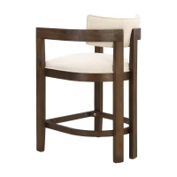Counter-Height Bar Stools with Curved Solid-Wood Backrest, Upholstered Kitchen Stools with Wooden Legs, 22.5'' L x 24'' W x 36'' H, Beige+Walnut(m-10)