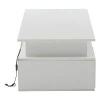 High-Gloss LED Coffee Table with App-Controlled Colour Light Strip, Functional Center Table with Open Storage, 39.5" L x 19.5" W x 13.5" H, White(m-11)