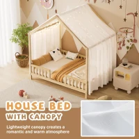 Full-Size Montessori Floor Bed with High Guard Railings, Natural Finish Bed Frame for Kid-Friendly Room, 78.5'' L x 56.5'' W x 78'' H, Natural(m-4)