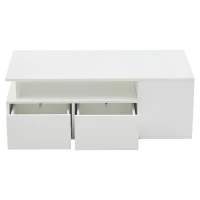 High-Gloss LED Coffee Table with App-Controlled Colour Light Strip, Functional Center Table with Open Storage, 39.5" L x 19.5" W x 13.5" H, White(m-15)