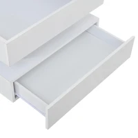 Lift-Top Coffee Table with App-Controlled LED Lighting and Liftable Top, Compact Center Table with 2 Drawers, 25.5" L x 25.5" W x 15" H, White(m-11)