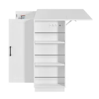 Counter-Height Kitchen Island with Built-In Power Outlet, Versatile Center Island with Wine Stemware Holder, 47" L x 15.5" W x 34.5" H, White(m-12)