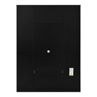 Tall Wine Cabinet with Wine Rack and Stemware Holder, 4-Door Storage Cabinet with Semi-Open Shelf, 52" L x 15.5" W x 74" H, Black(m-14)