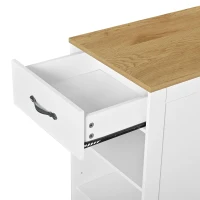 Modern Wine Bar Cabinet with Built-In Power Outlet, Versatile Sideboard with Adjustable Shelves, 47" L x 15.5" W x 34" H, White+Natural(m-11)