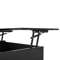 Height-Adjustable Coffee Table with App-Controlled RGB LED Lighting, Modern Center Table with Hidden Storage, 37.5" L x 19.5" W x 15.5" H, Black(m-9)