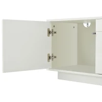 Stylish TV Stand with High-Gloss Push-to-Open Doors, Spacious TV Cabinet with App-Controlled LED Strip, 65" L x 15.5" W x 17.5" H, White(m-9)