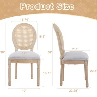 French Country-Inspired Dining Chair Set for 2 with Plush Upholstered Seats, Elegant Side Chair Set with Fluted Legs, 19" L x 22.5" W x 38" H, Light Grey(m-3)