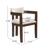 Set of 2 Dining Chairs with Armrests and Rubber Wood Frame, Walnut Dining Seating with Polyester Upholstery, 22.5'' L x 23.5'' W x 31'' H, Walnut(m-3)