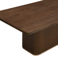 Rectangular Dining Table with Spacious Top and Sturdy Pillar Base, Walnut Kitchen Table for Dining or Office, 84'' L x 40'' W x 30'' H, Walnut(m-4)