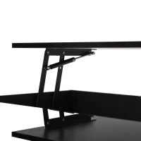 Hydraulic Lift Coffee Table with App-Controlled LED Lighting, Versatile Center Table with Hidden Storage, 29.5" L x 31.5" W x 21" H, Black(m-9)