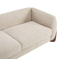 Bouclé Sherpa Sofa with Removable Seat Cushions and Spring Support, Upholstered Lounge Sofa with Wood Legs, 82.5'' L x 32'' W x 27'' H, Almond(m-7)